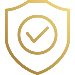 Escudo dourado com marca de verificação simbolizando segurança, proteção e confirmação de direito ao BPC Loas.