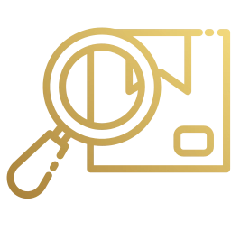 Lupa dourada ampliando detalhes de um documento simbolizando a verificação e análise para confirmar situação no BPC Loas.